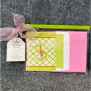 Gibson NEW monogram stationery pouch set S initial floral 12 cards and envelopes